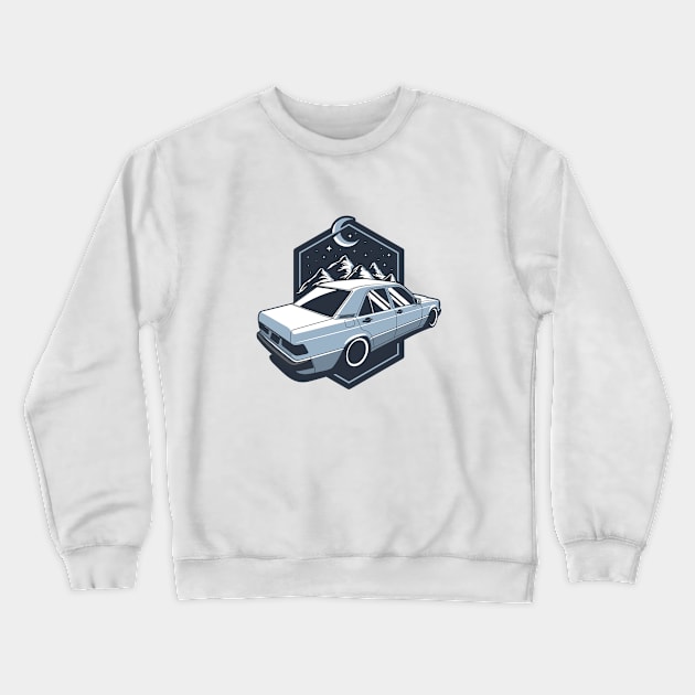 Blue 190E Night Scene Crewneck Sweatshirt by KaroCars